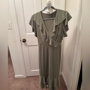 NY Collection Olive Dress Long Flowey